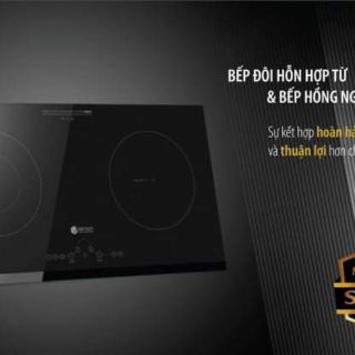 Bếp từ đôi hỗn hợp elmich ice-3489. tặng kèm bộ nồi inox 5 đáy