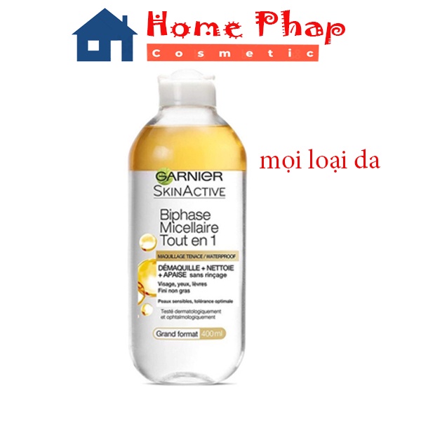 Nước Tẩy Trang Garnier 400ml Pháp cho da dầu, da nhạy cảm và mọi loại da hỗn hợp | BigBuy360 - bigbuy360.vn