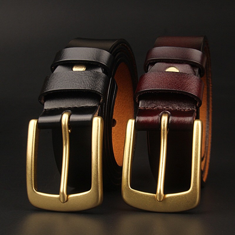 Thắt Lưng Nam Hand Made Từ Da Bò Thật Nguyên Miếng Một Lớp TẶNG ĐỤC LỖ