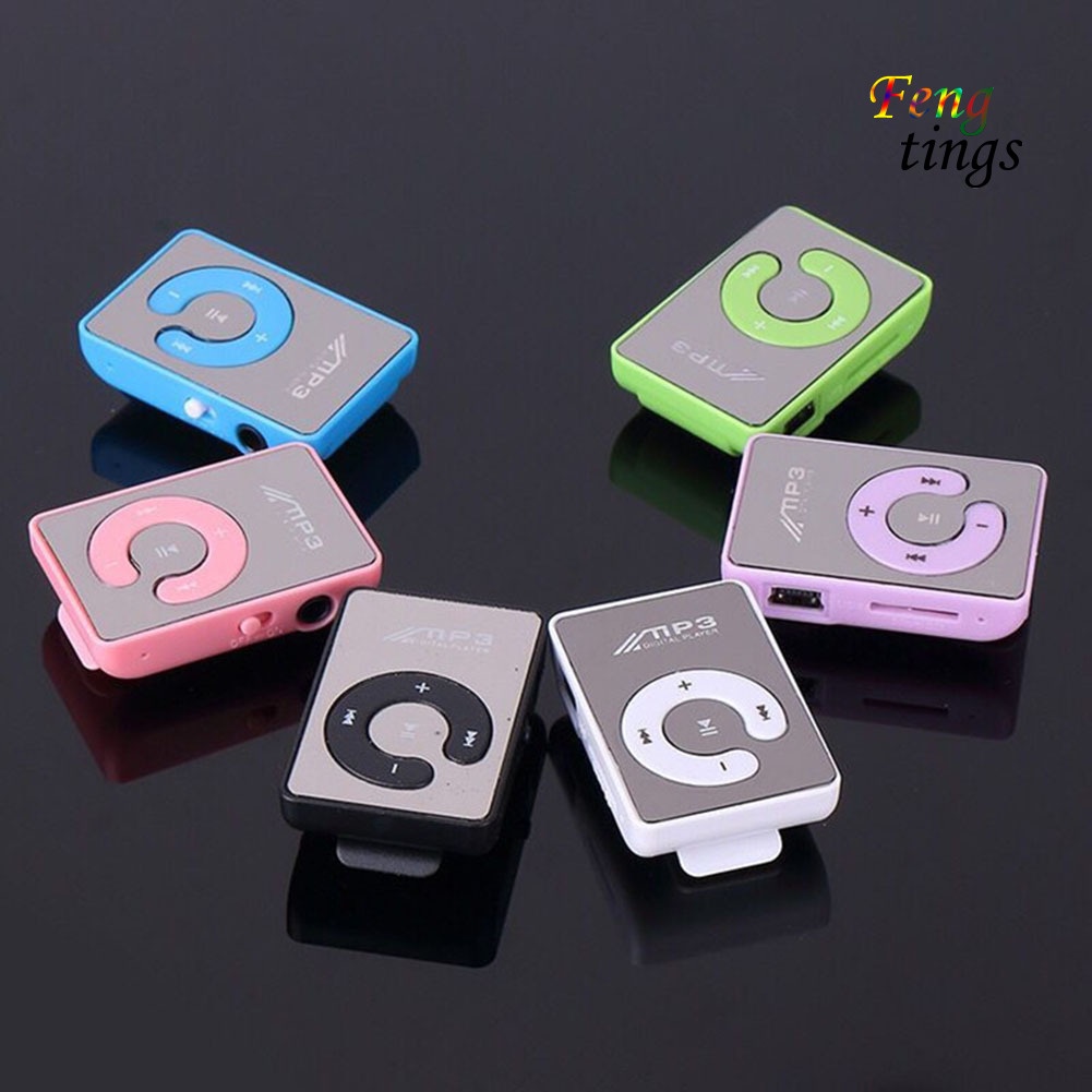 Máy nghe nhạc MP3 mini hỗ trợ thẻ TF mặt gương dạng kẹp nhỏ gọn tiện lợi
