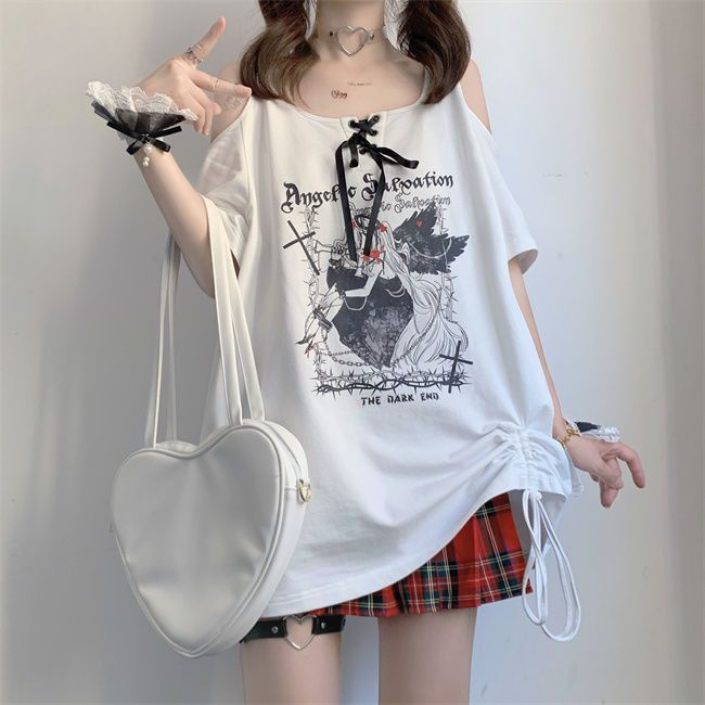 Áo Thun Nữ Hở Vai In Họa Tiết