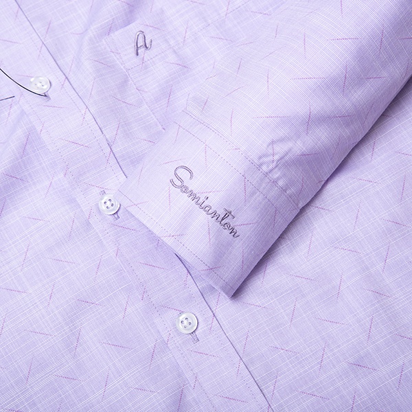 Áo Sơ Mi Nam Công Sở Trung Niên Thương Hiệu Anton Màu Tím Họa Tiết Dài Tay Vải Cotton Họa Tiết In Chìm - 8563