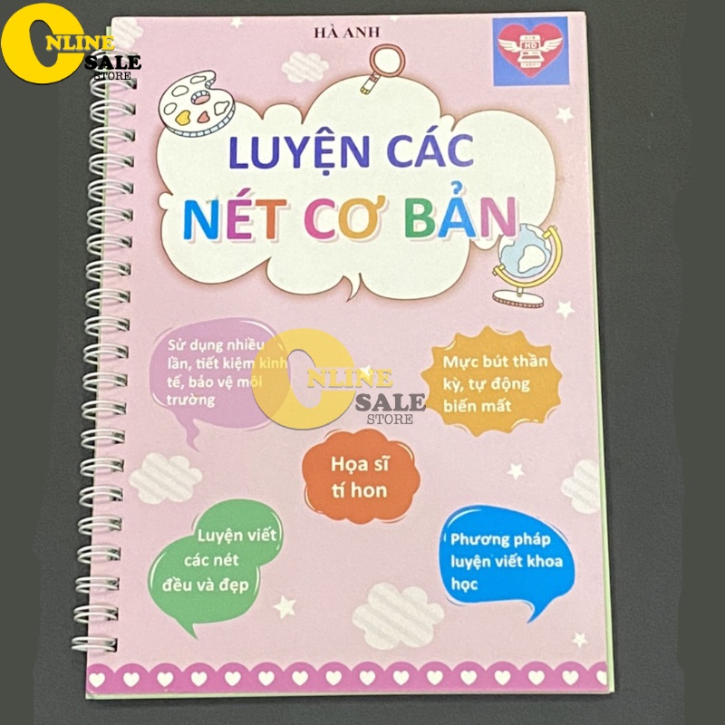 [MUA 1 TẶNG 10] Bộ 3 tập vở luyện viết tự xóa chữ-số-nét cơ bản.Chuẩn tiếng việt.Tặng 2 cá định vị+ 6 ngòi bút+ 2vỏ bút