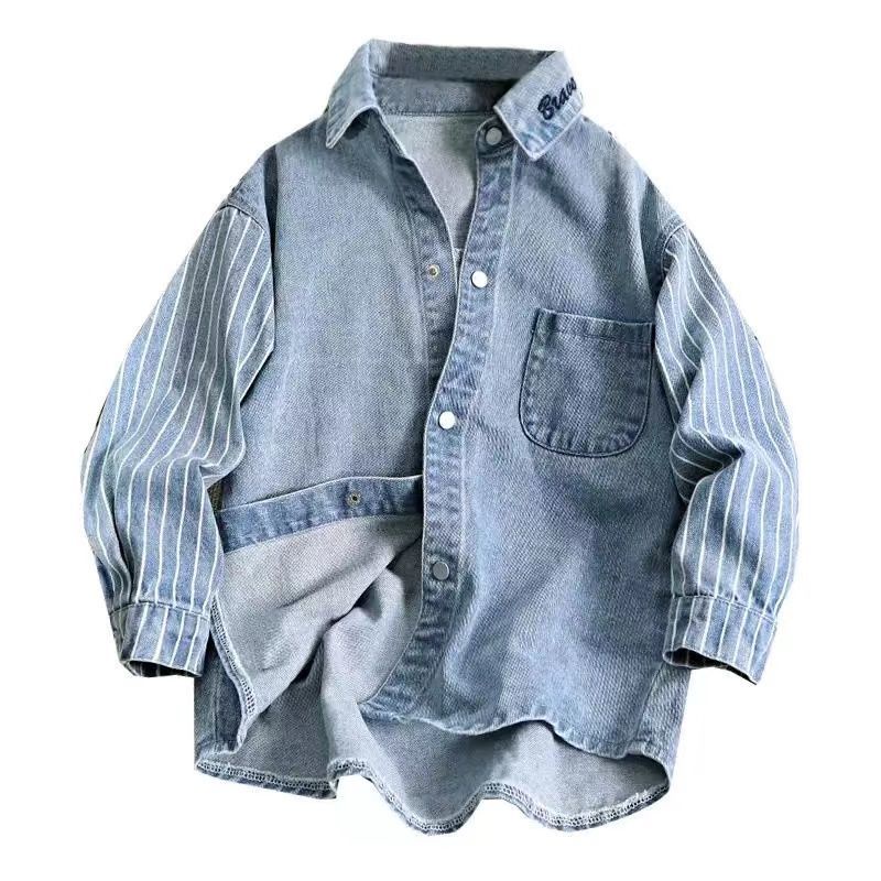 Mới Áo Sơ Mi Denim Dài Tay Thời Trang 2022 Dành Cho Bé Trai