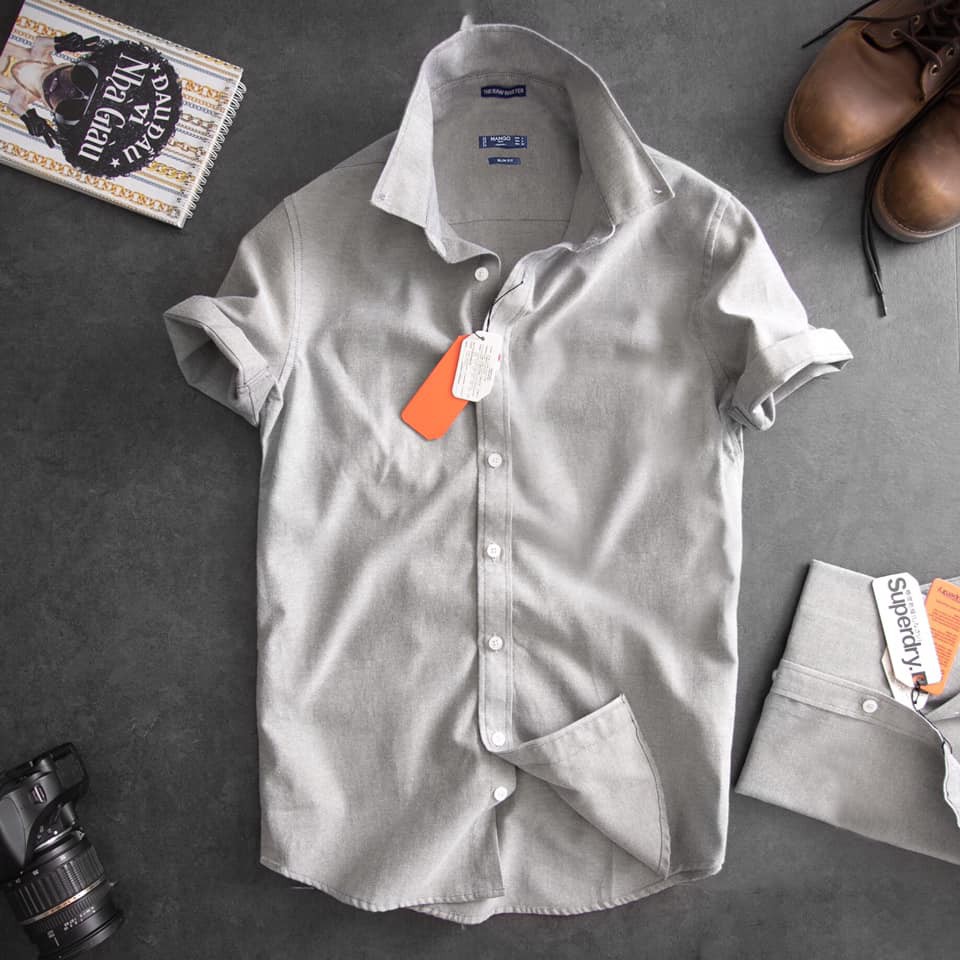 Áo Sơ mi nam trơn cộc tay Oxford Trắng cao cấp trẻ trung | BigBuy360 - bigbuy360.vn