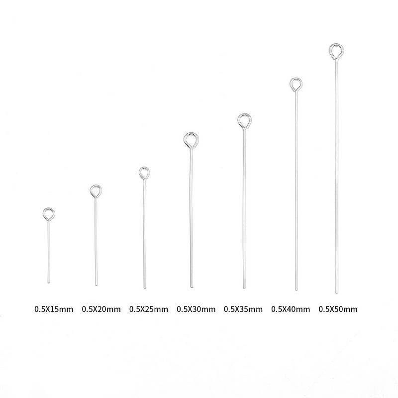 Set 10 thanh kim bạc 925 đầu phẳng hình chữ T dùng làm trang sức thủ công 15-50mm