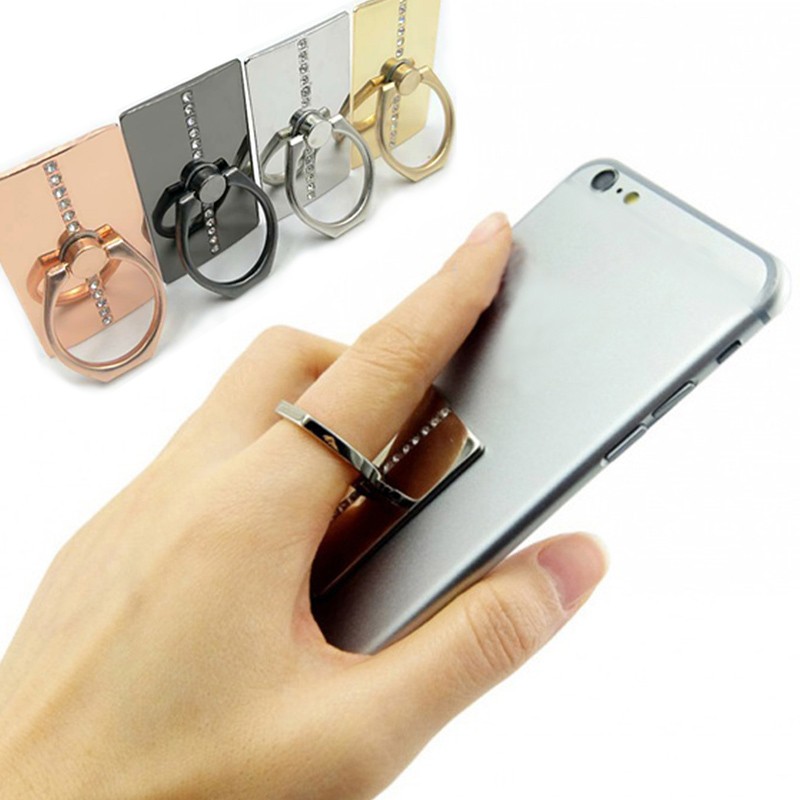 Vòng nhẫn xỏ ngón tay làm bằng kim loại xoay 360 độ đỡ điện thoại/ máy tính bảng iphone samsung
