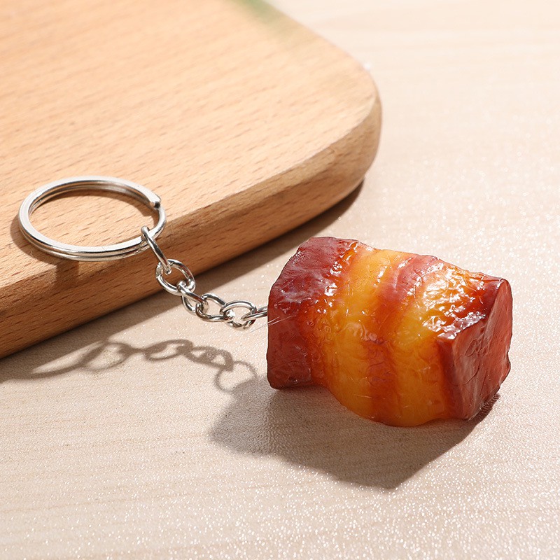 Đồ quà lưu niệm móc khóa dây cặp sách balo túi xách hình đồ ăn xinh xắn dễ thương cute giá rẻ dây inox thịt tôm kho