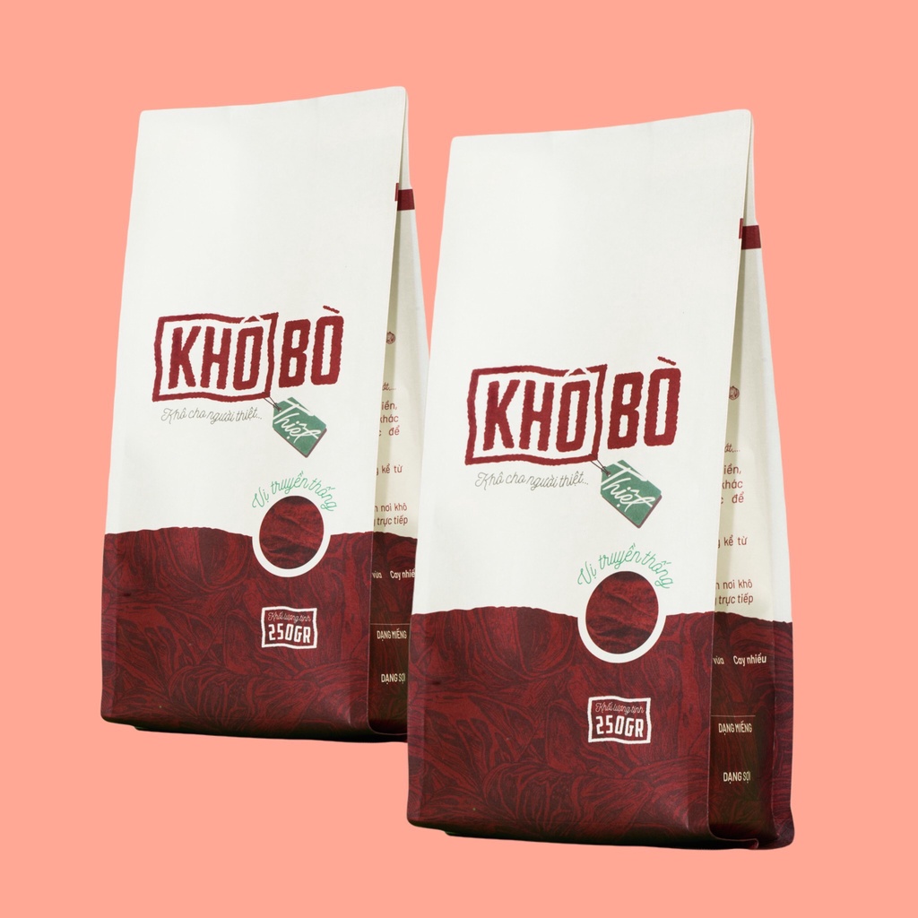 [KHÔ THIỆT - COMBO 2 TÚI 250GR] 2 TÚI KHÔ BÒ Homemade Sợi/Miếng 250gr loại bất kỳ