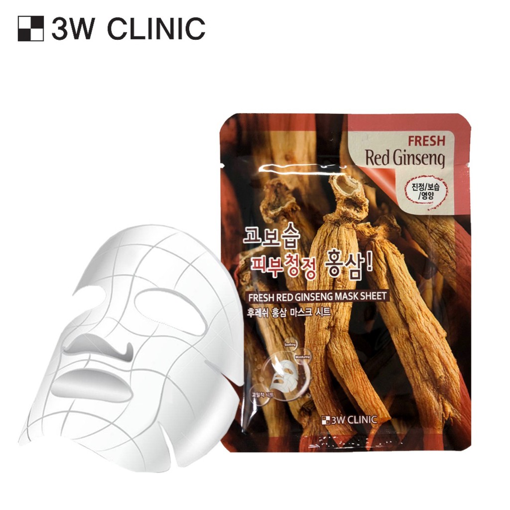 10 Mặt nạ chiết xuất từ nhân sâm đỏ 3W CLINIC FRESH RED GINSENG MASK SHEET