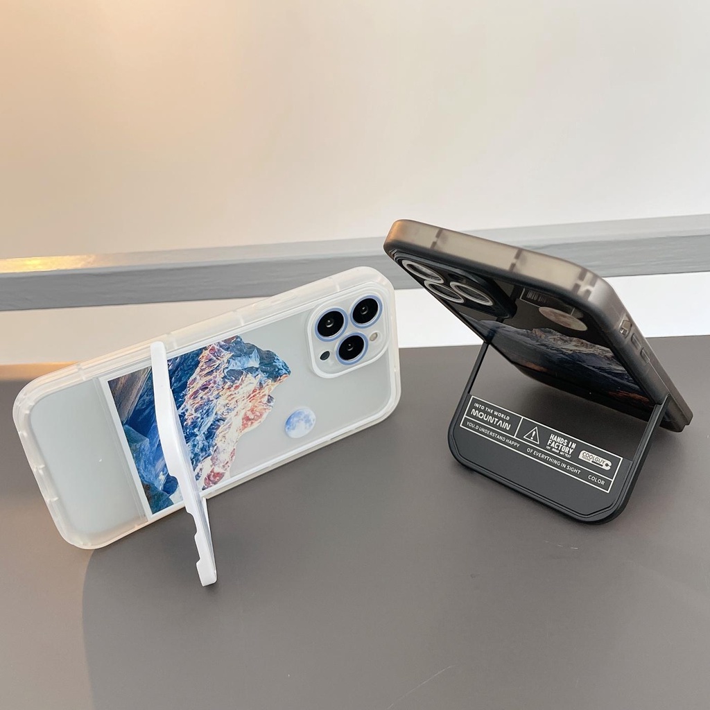 Ốp Điện Thoại Silicon Tpu Mềm Kèm Giá Đỡ Ẩn Hình Núi Tuyết Cho iphone 13 12 11 pro max x xr xsmax 7/8plus