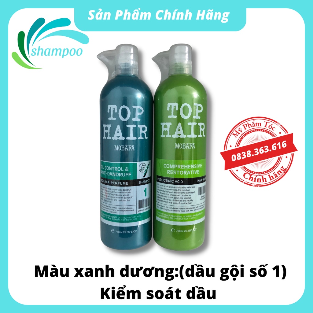 Cặp dầu gội xả collagen Top Hair Mobafa 750ml phục hồi siêu mượt dành cho cả nam nữ