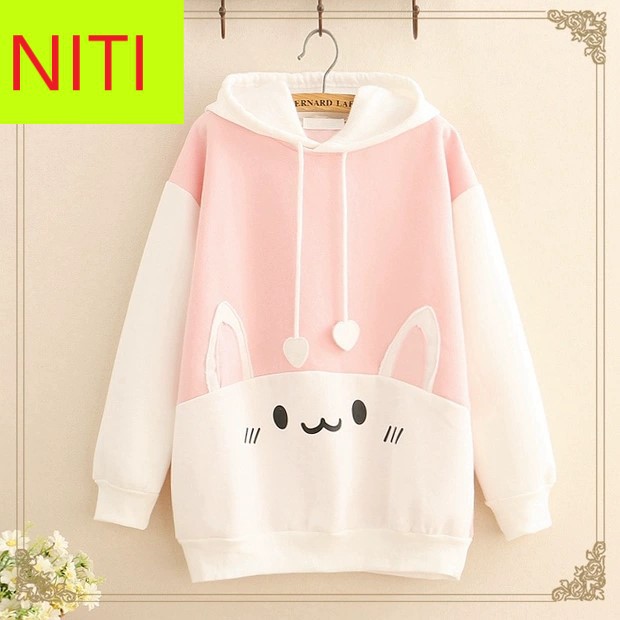 ÁO KHOÁC HOODIE NỈ BÔNG NỮ CAO CẤP NITI IN HÌNH MÈO TAI BỰ ĐỦ MÀU ĐỦ SIZE SIÊU HOT