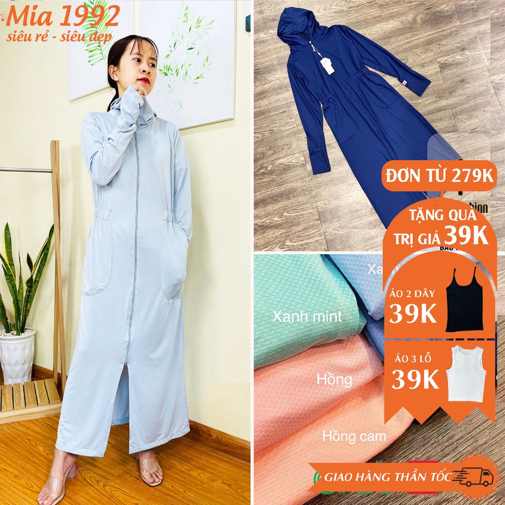 Áo chống nắng nữ MIA 1992 cao cấp - Áo khoác chống nắng toàn thân 2 lớp chất kim cương dày dặn thông hơi thoáng mát