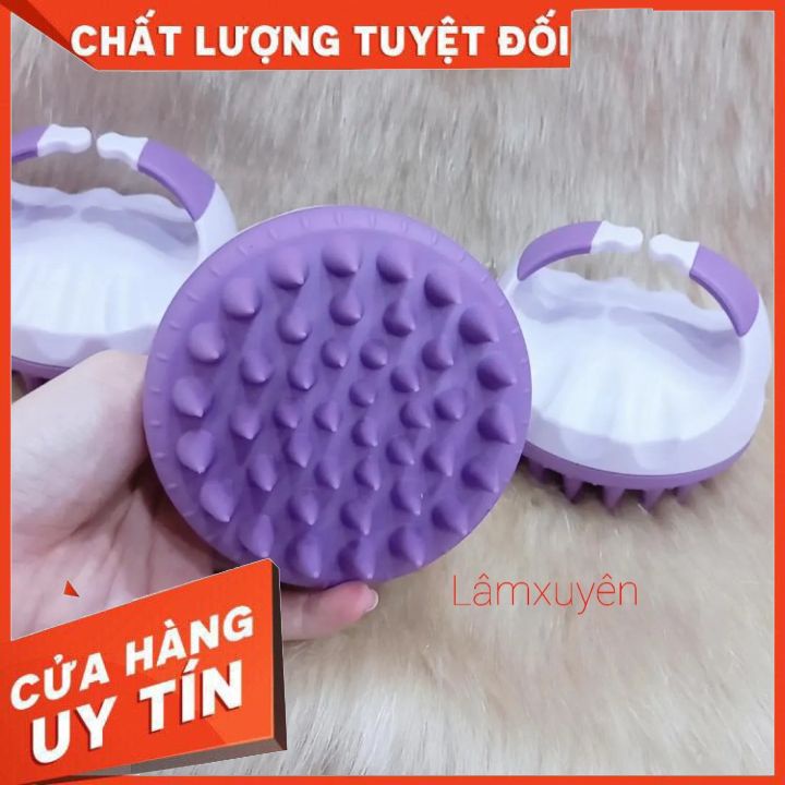 Lược gội đầu dưỡng sinh TÍM SỊN silicon gỡ rối ,loại bỏ những cặn bã nhờn, gàu(ngăn rụng tóc kích thích mọc tóc)[tậngốc]