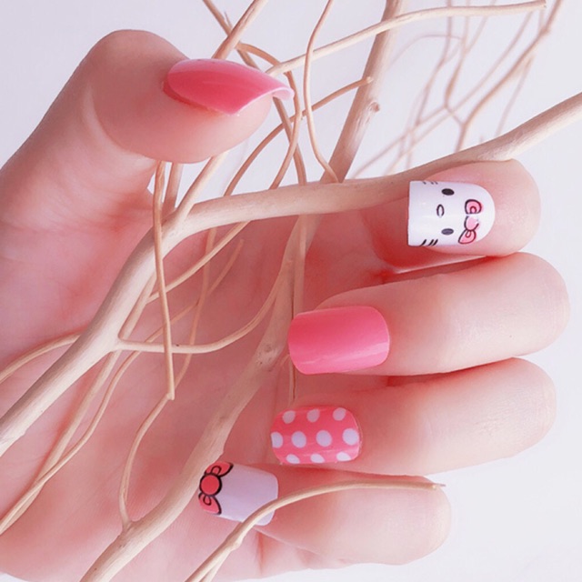 bộ 24 móng tay giả mèo kitty