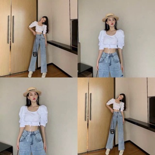 Áo croptop chun bo eo