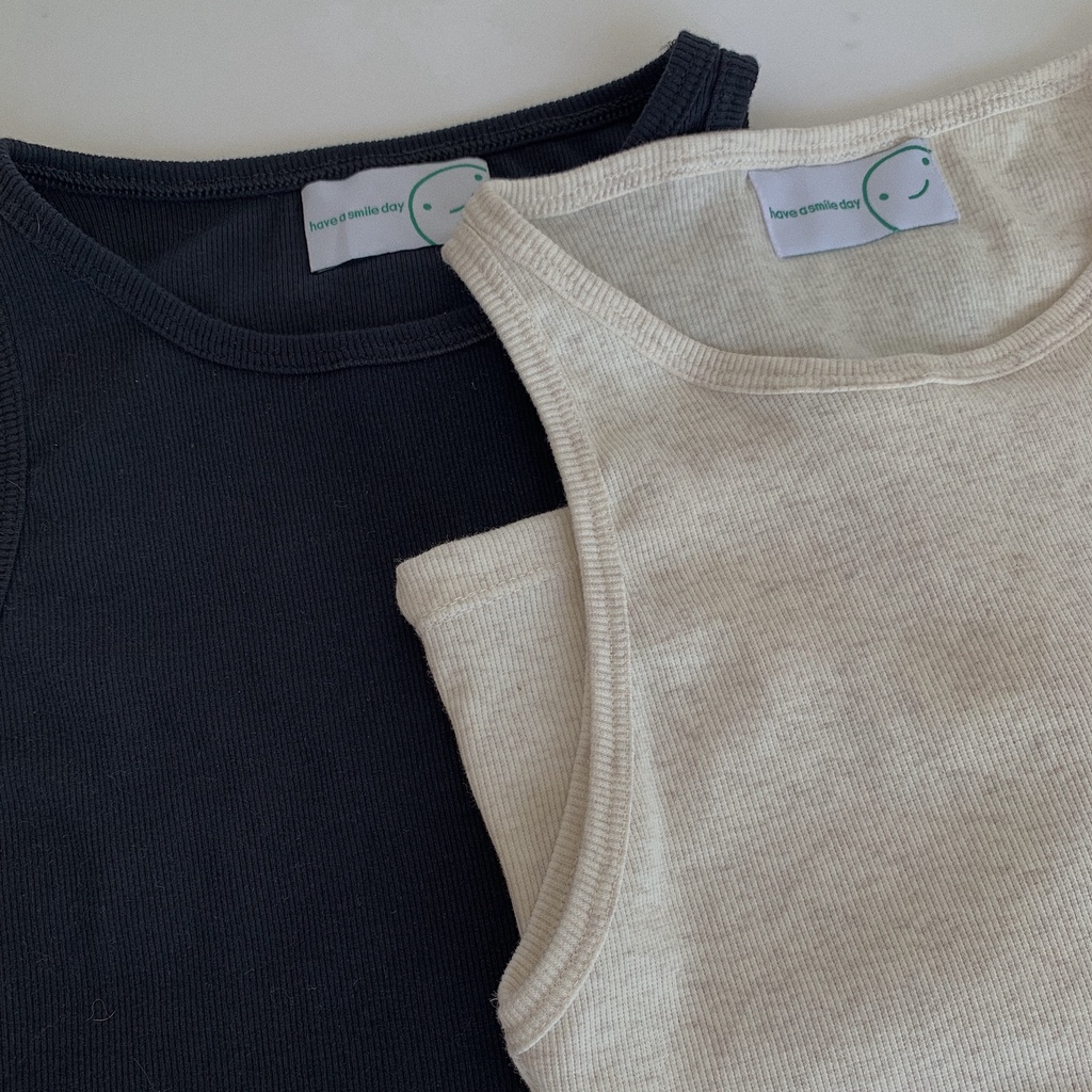 HASMILED - Áo thun không tay basic màu ĐEN