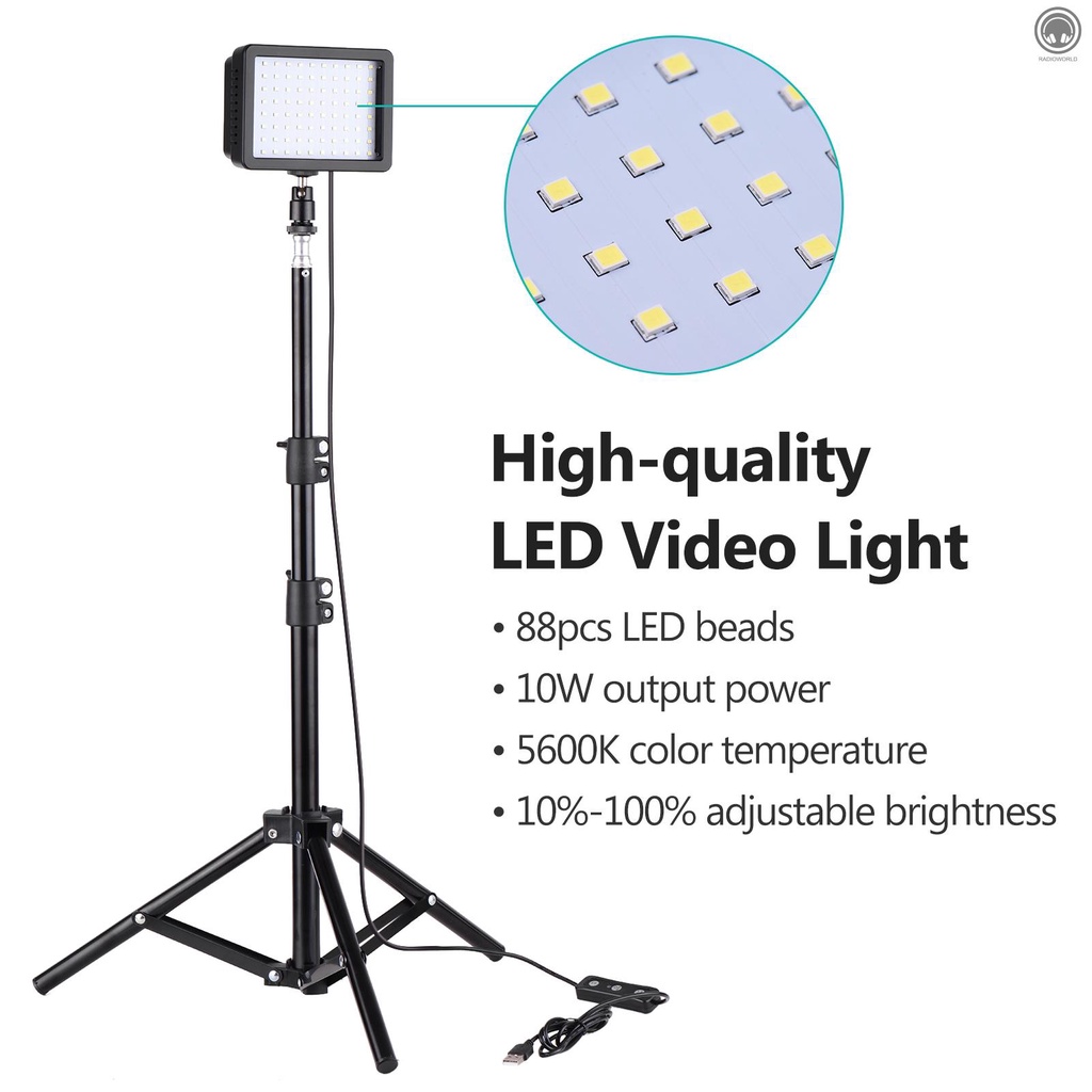 Bộ Đèn LED USB Mini 10W 5600K * 2 + 100cm / 39.4inch * 2 + Adapter Đầu Bi Linh Hoạt * 2 + Bộ Lọc Màu * 8