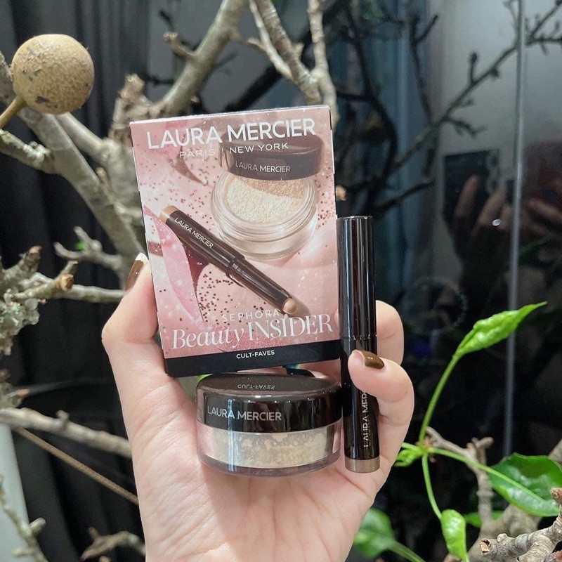 Set Makeup Laura Mercier Minisize (1 phấn phủ 5g + 1 nhũ mắt 1g)