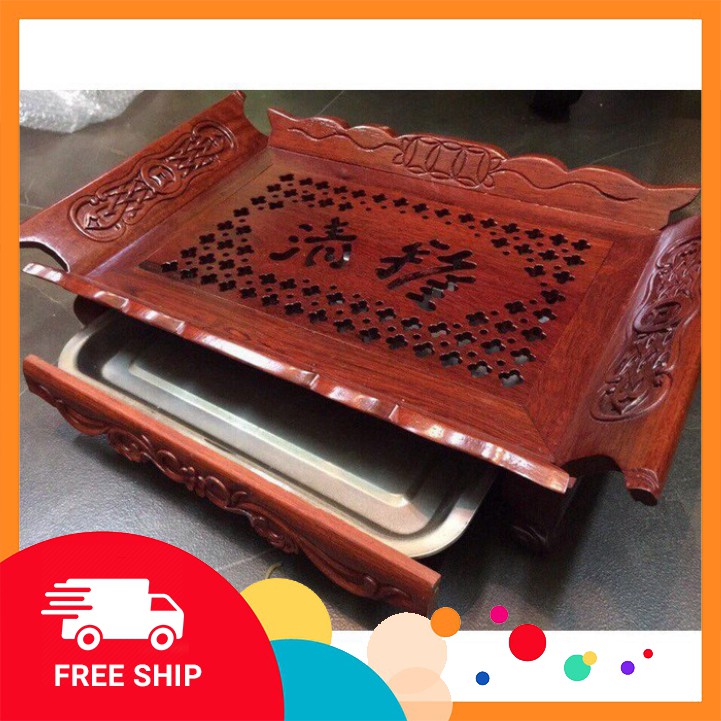Mỹ Nghệ Bắc Ninh  khay thuyền gỗ hương KT 51*35*10 cm -shop đồ gỗ Nhân Ái