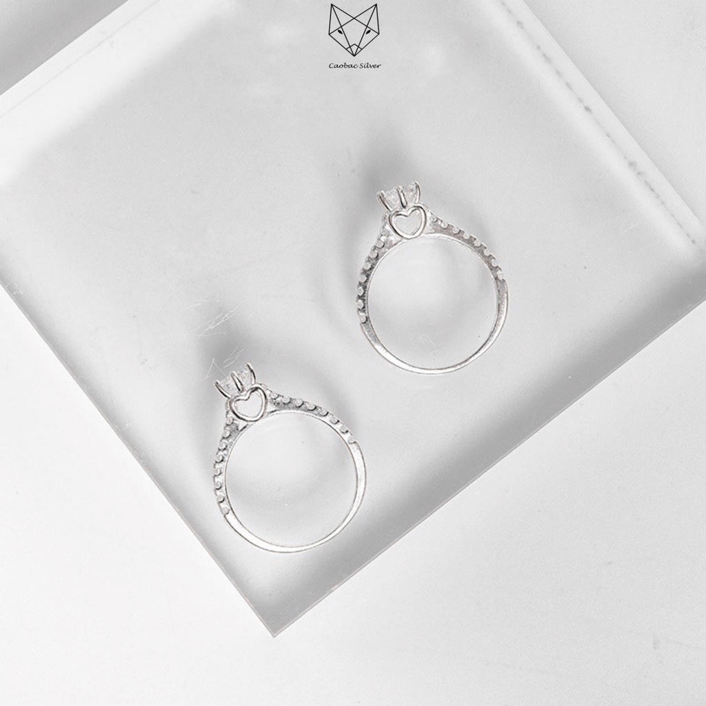 Nhẫn Bạc Ta Cao Cấp CaoBac Silver Ổ Đá Cạnh Tim Sang Trọng Dành Tặng Riêng Cho Bạn Gái