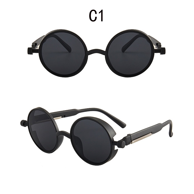 Kính Mát Hình Oval Tròng Tròn Chống Tia UV400 Phong Cách Gothic Cổ Điển Thời Trang Cho Nam Và Nữ