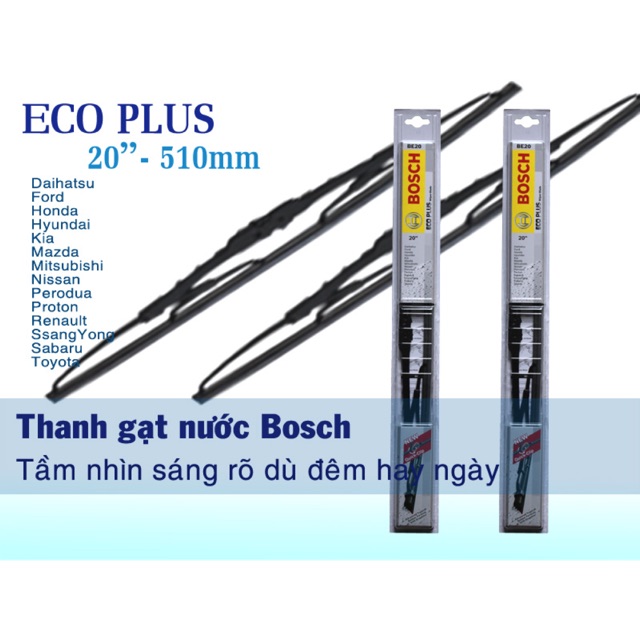 Chổi gạt mưa ô tô Eco Bosch loại cứng chính hãng SIZE 14-26 INCH