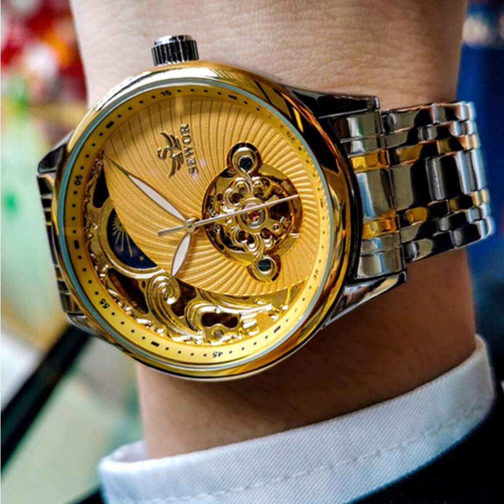 Đồng Hồ Cơ Nam Tự Động AUTOMATIC Chính Hãng SEWOR S22 TD4 Dây Thép Đúc Đặc Cao Cấp Thời Trang Sang Trọng Đẹp Giá Rẻ A1