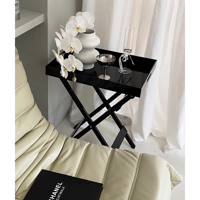 Bàn acrylic gấp màu đen phong cách Bắc Âu - Bàn phụ, kệ lưu trữ đa năng