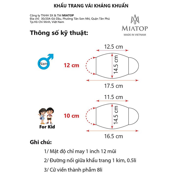 Khẩu Trang Vải Kháng Khuẩn MIATOP - Kháng Khuẩn 30 Lần Giặt