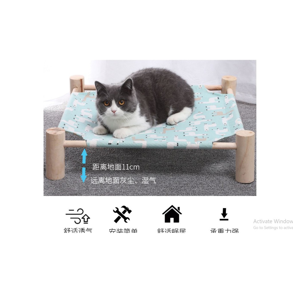 [ Giường VÕNG chân gỗ ] võng treo lồng cho mèo nhiều màu nhiều mẫu