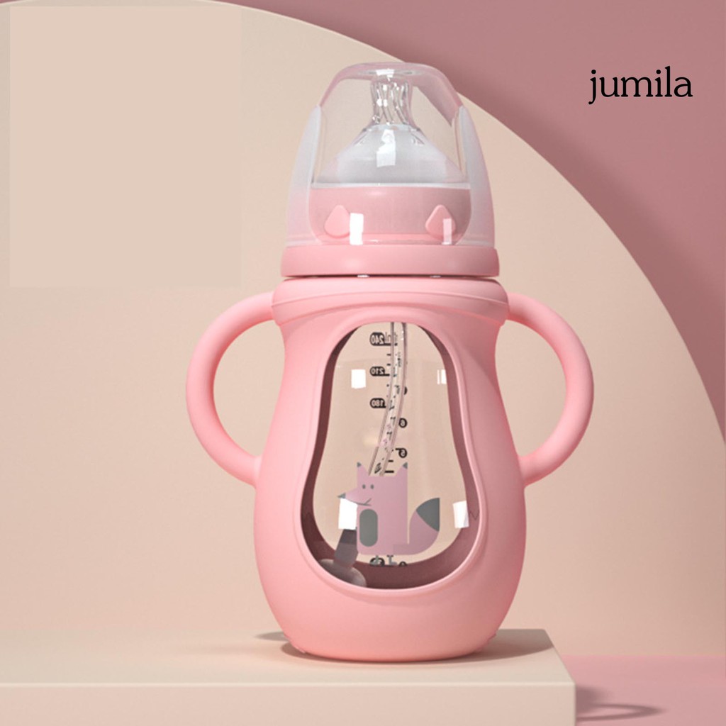 Bình sữa cho bé bằng thủy tinh có ống hút tiện dụng dung tích 150ml / 240ml