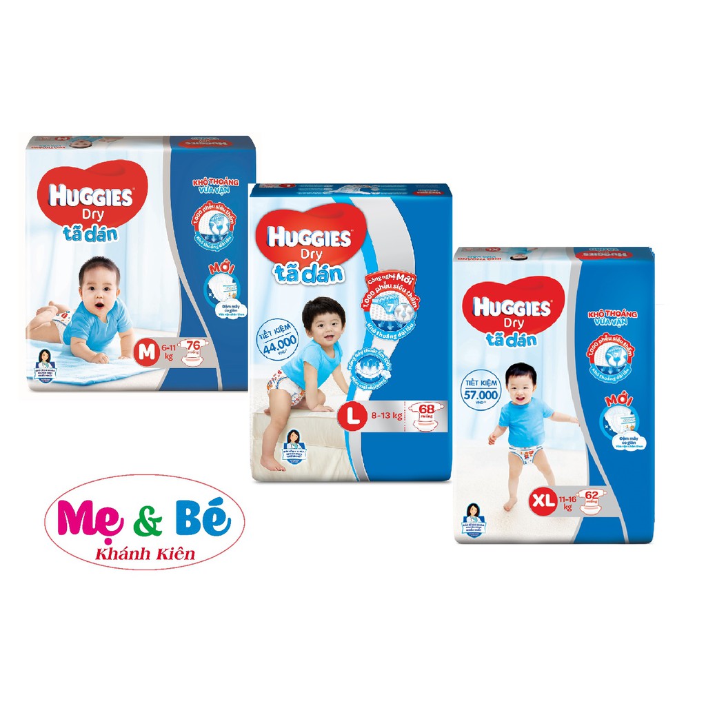  TÃ DÁN HUGGIES SIZE M76/L68/XL62