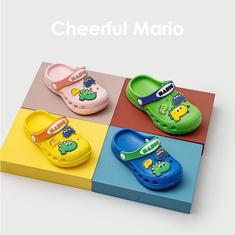 Dép sục cross mẫu mới 2022 Cheerful Mario JY-6608 cho bé trai gái 1-8 tuổi