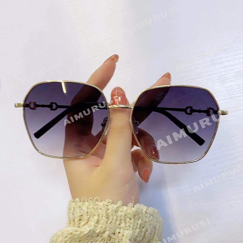Kính mát thời trang khung kim loại màu gradient phong cách Hàn Quốc