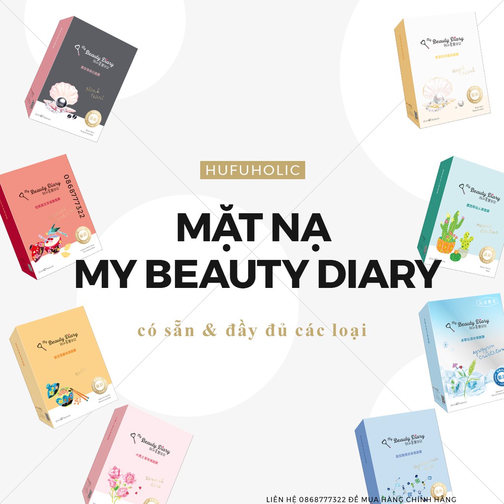 My Beauty Diary (Đài) - Bản phổ thông đầy đủ các loại mặt nạ: Trai đen, Tổ Yến, Natto, lô hội, mbd MBDM04