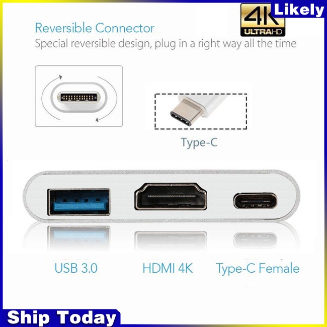Bộ Chuyển Đổi USB Type C HDMI 4K Sang USB 3.0 Và 3.1 Cho Retina MacBook