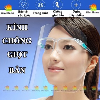 Kính chống giọt bắn trong suốt bảo hộ phòng chống dịch che hết mặt FACE SHIELD mask - combo cả bộ gọng và kính