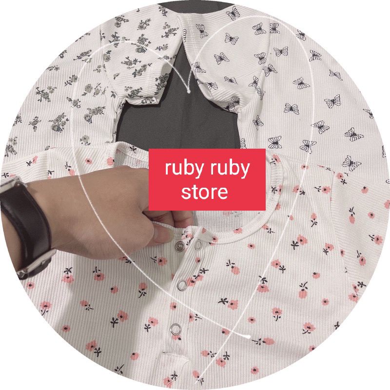 Áo croptop kiểu hoa nhí ,  🦋 nhí , vạt bầu nút bấm siêu xinh hob1