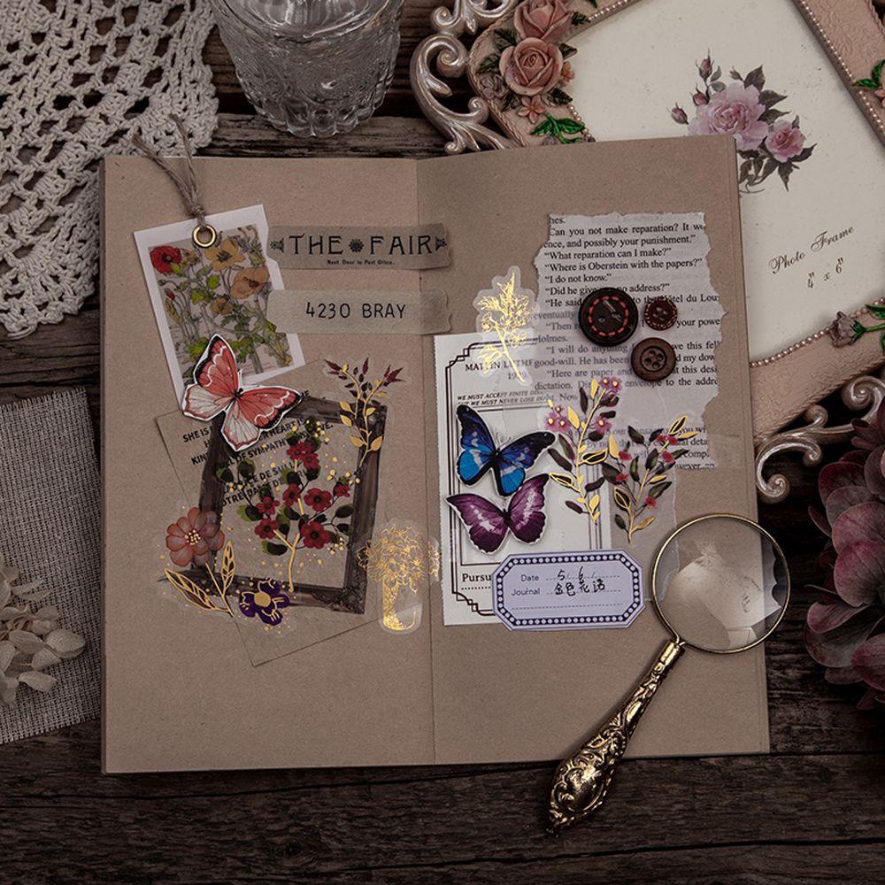 Sticker PET Trong Suốt Chống Thấm Nước Phong Cách Vintage Dùng Trang Trí Sổ Tay DIY