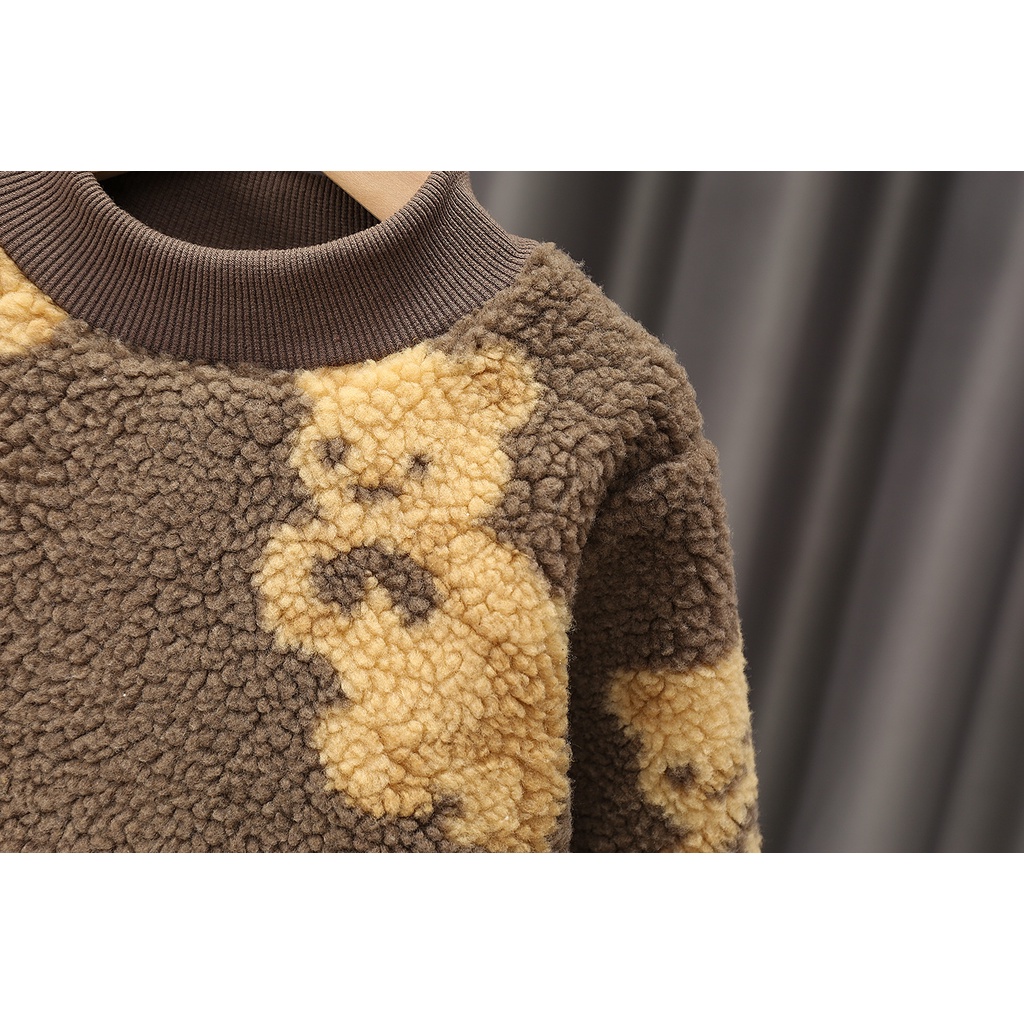 Bộ nỉ lông cừu lót bông siêu ấm áp cho bé trai và bé gái