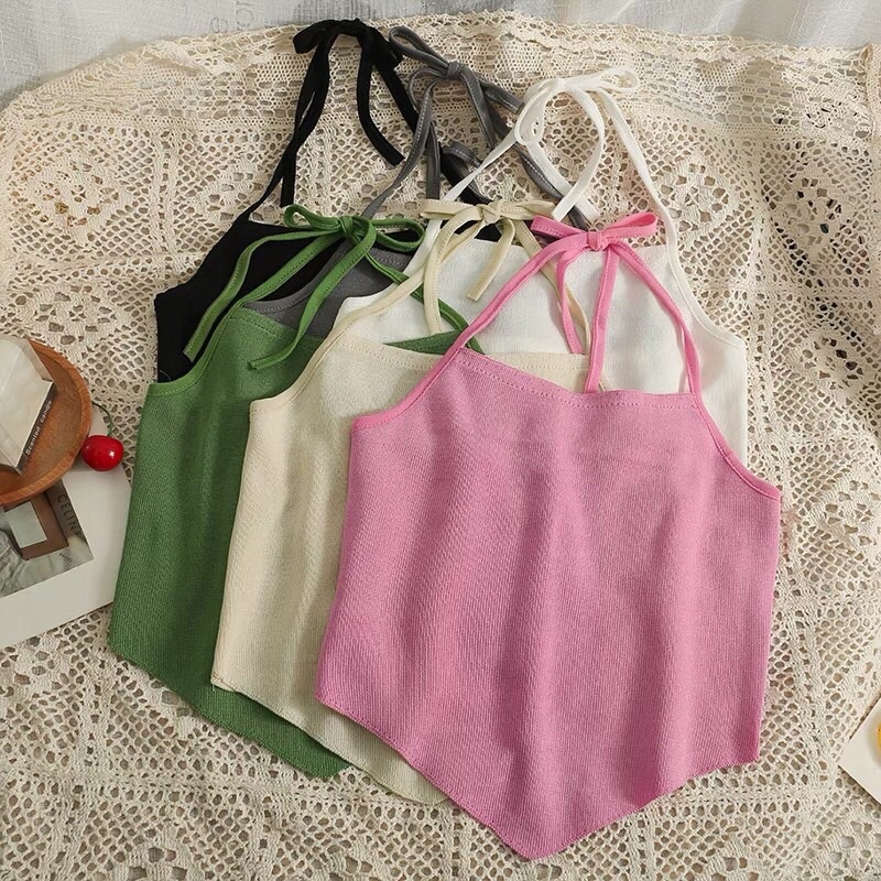 Áo croptop cổ yếm vạt chéo áo thun kiểu ThuncaStore