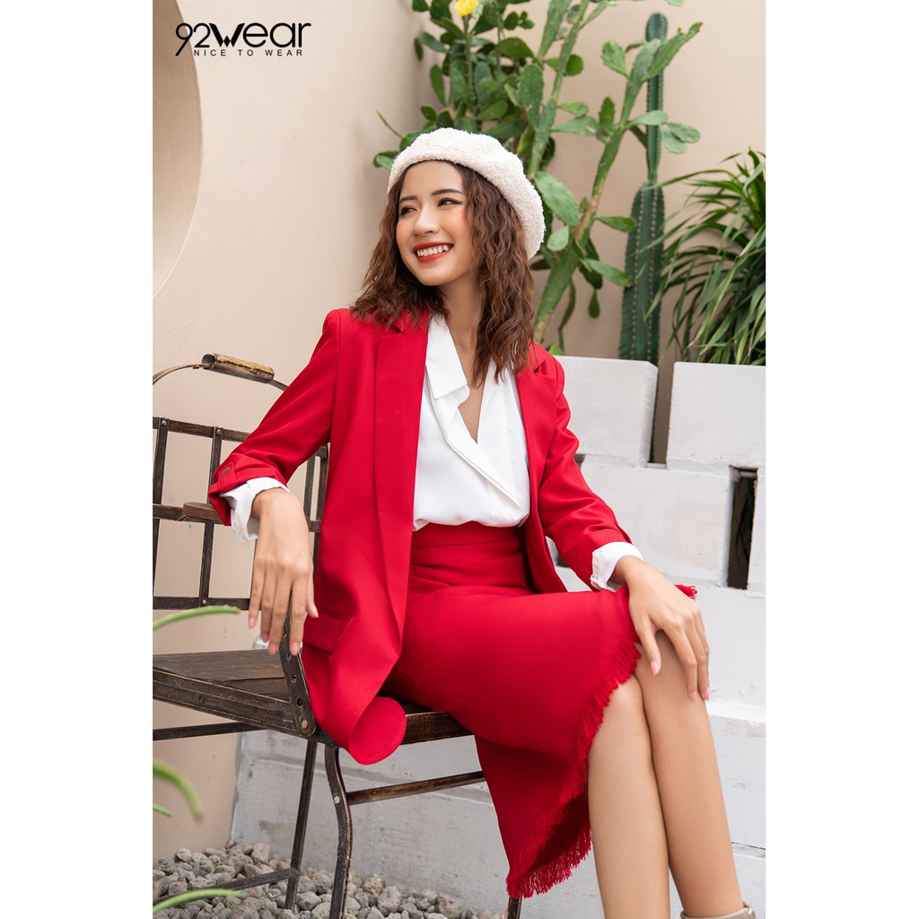 [Mã FAMALLT5 giảm 15% đơn 150k] Áo vest nữ blazer công sở dáng dài tay lỡ VDW0662 - 92WEAR | BigBuy360 - bigbuy360.vn