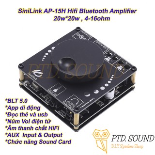 XY-AP15H Mạch khuếch đại âm thanh Sinilink 20w*2 Bluetooth 5.0. Diy loa di động từ PTD Sound mã Sini link AP15H