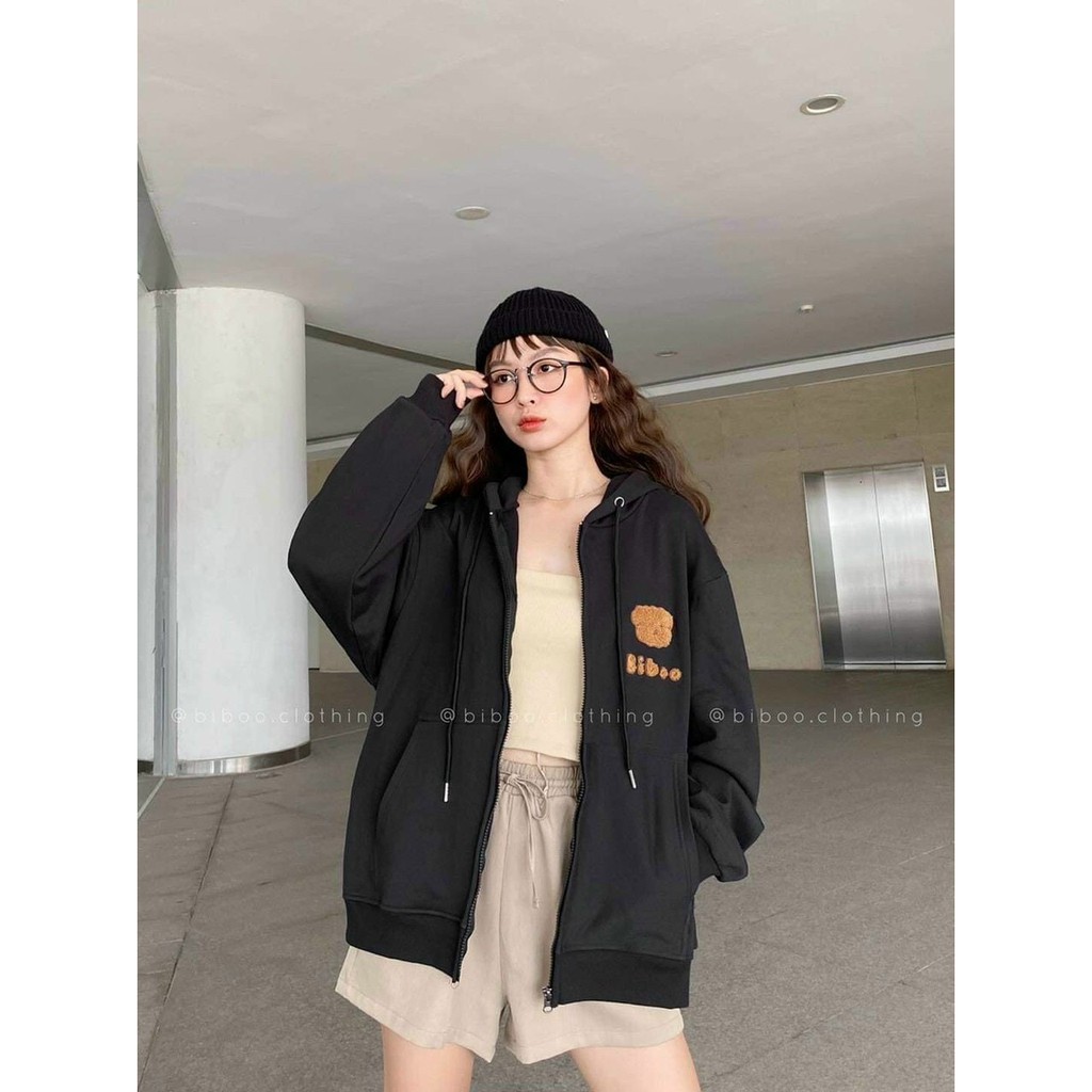 Áo khoác nỉ thêu form nam nữ, nón 2 lớp nhiều màu