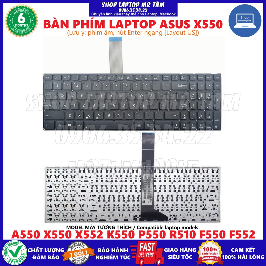 (KEYBOARD) BÀN PHÍM LAPTOP ASUS X550 dùng cho A550 X550 X552 K550 P550 R510 F550 F552