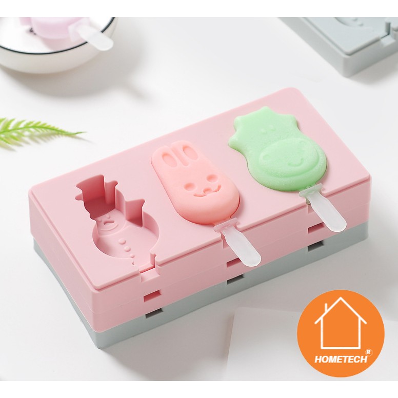 Khay làm kem 3 ô chất liệu silicone tạo hình siêu dễ thương - Khay tạo hình làm kem tại nhà