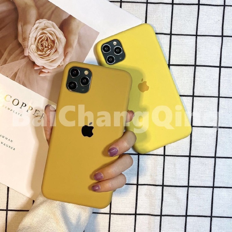 Ốp Full Covered Real Liquid Silicone IPhone 11 PRO Max SE2020 X XS Max XR 7 8 7P 8P 6s 6p High Quality Phone Cover Light Yellow/yellow/gold/milk Yellow/lemon Yellow