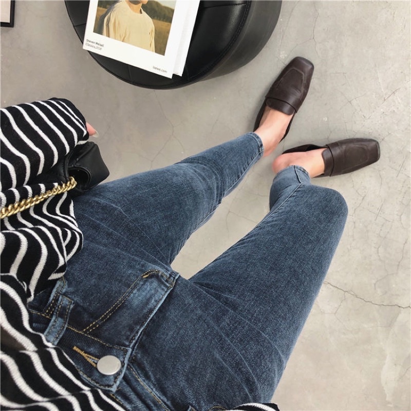 Freeship Quần Jean Skinny Lưng Cao Siêu Co Giãn Không Phai Màu